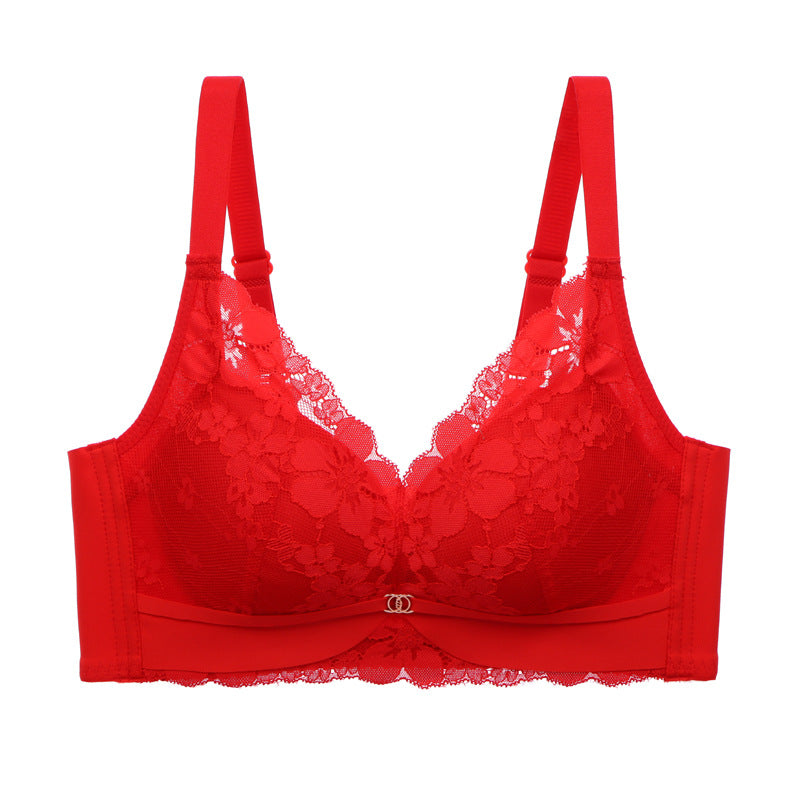 2022 Reunión Sin Anillo De Acero Sujetador De Encaje Transpirable Recibir Pecho Lateral Cómoda Ropa Interior Ajustable