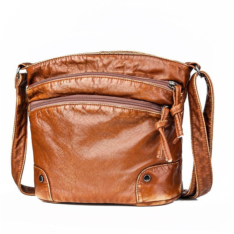 Bolsos De Cuero Suave De Moda Nuevos Bolsos De Mujer Bandolera Bolso De Mensajero De PU De Cuero Lavado Retro