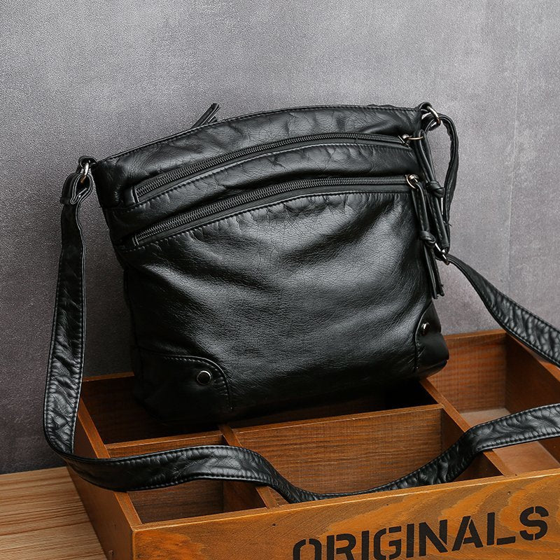 Bolsos De Cuero Suave De Moda Nuevos Bolsos De Mujer Bandolera Bolso De Mensajero De PU De Cuero Lavado Retro