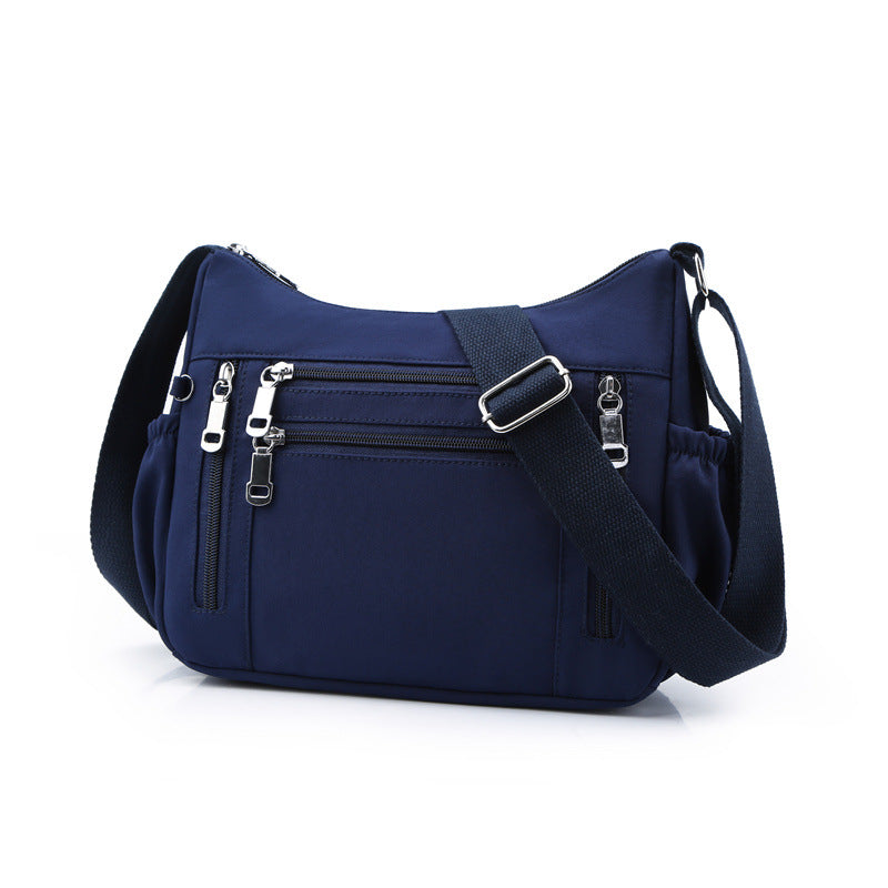[W-Bolso] Bolso Bandolera Informal Con Cremallera Múltiple Bolso De Hombro Impermeable De Gran Capacidad
