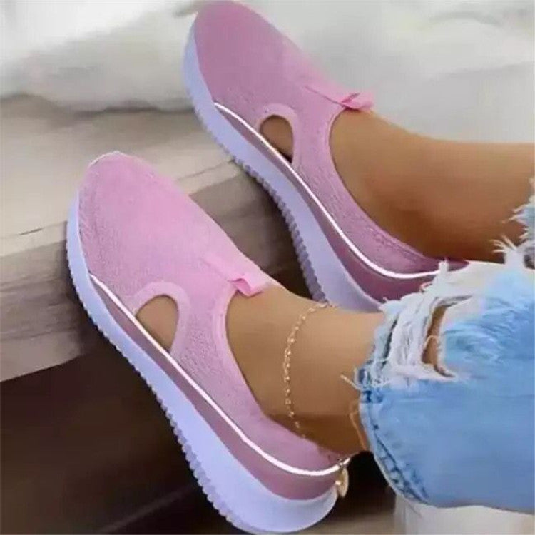 Zapatillas de deporte tejidas huecas de moda para mujer