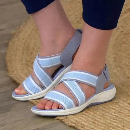 Sandalias de cinta mágica con banda elástica cómodas y cómodas para mujer