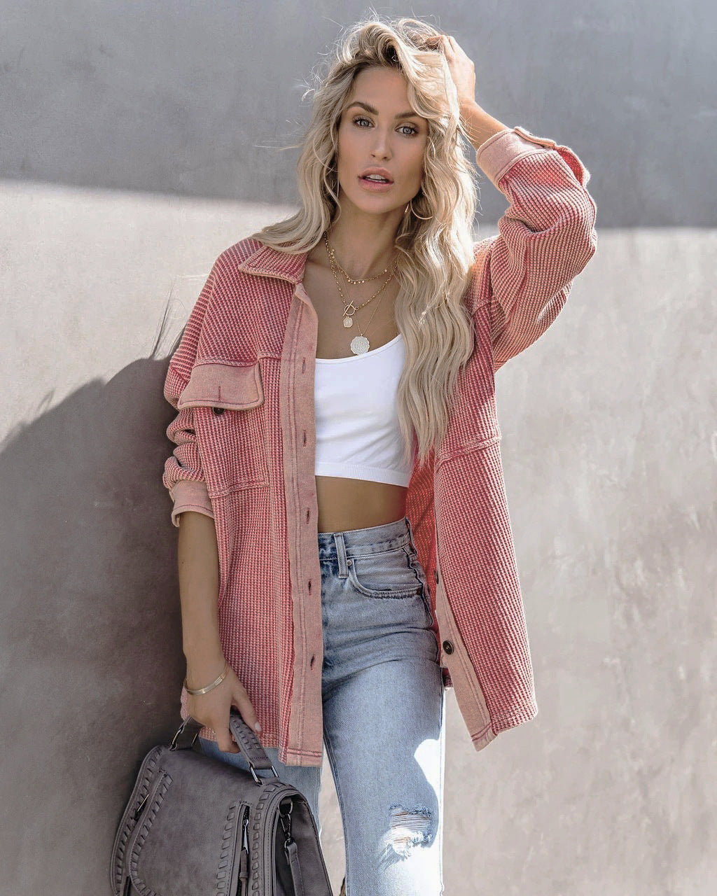 [W-Ropa] La Marea De La Calle Solapa Una Fila De Chaquetas De Manga Larga Y Abrigos