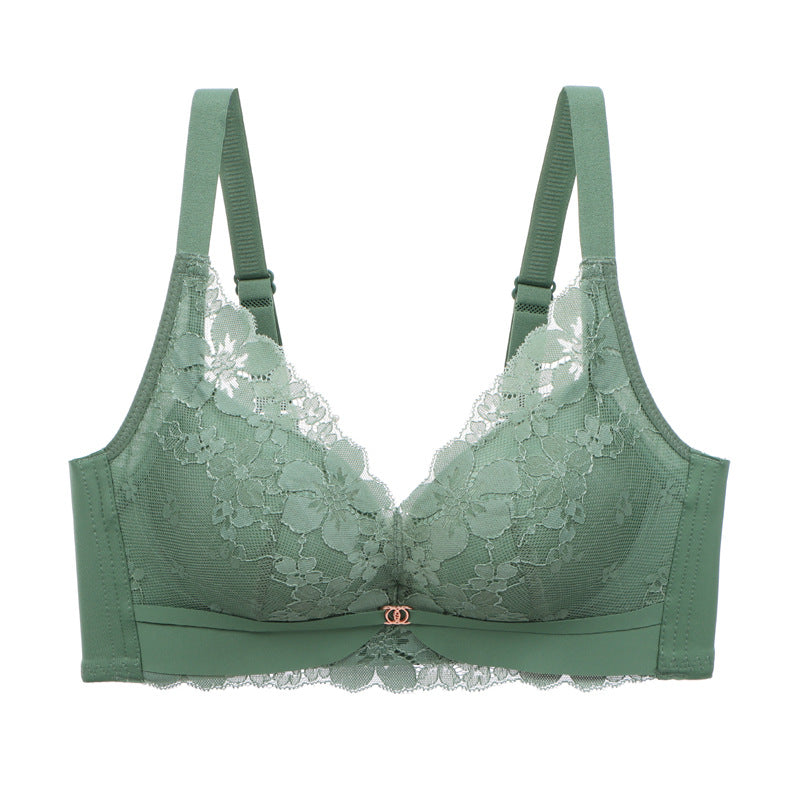 2022 Reunión Sin Anillo De Acero Sujetador De Encaje Transpirable Recibir Pecho Lateral Cómoda Ropa Interior Ajustable