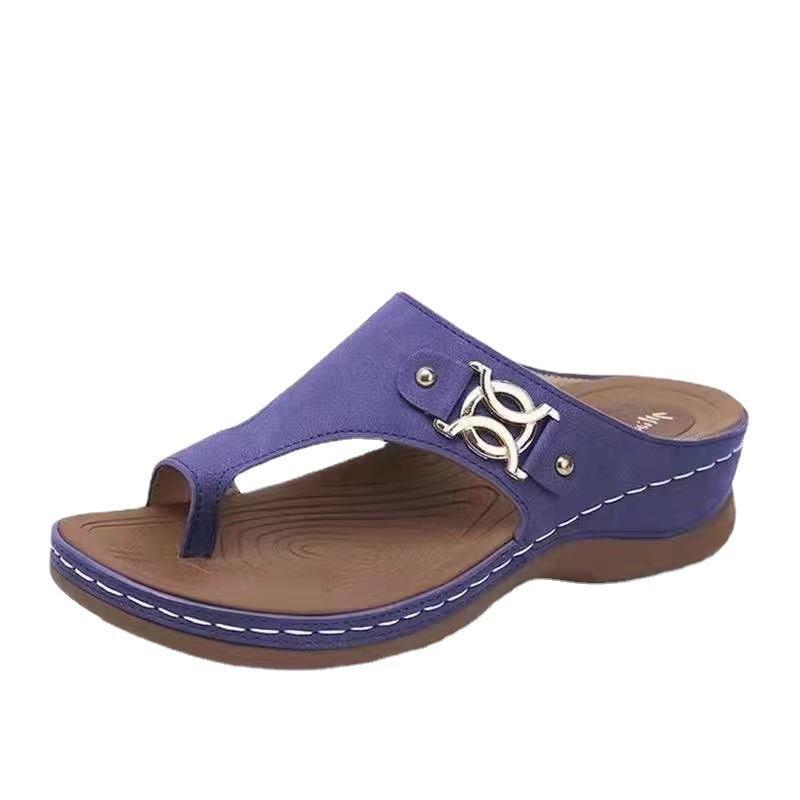 Sandalias De Cuña Abatibles Con Hebilla De Metal