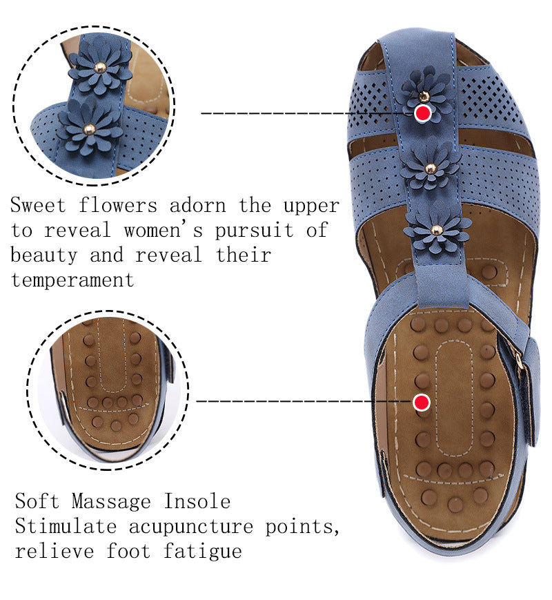 [W-Zapato] Masajear Granos De Flores Pegatinas Mágicas De Color Sólido Con Sandalias De Talón De 100 Laderas