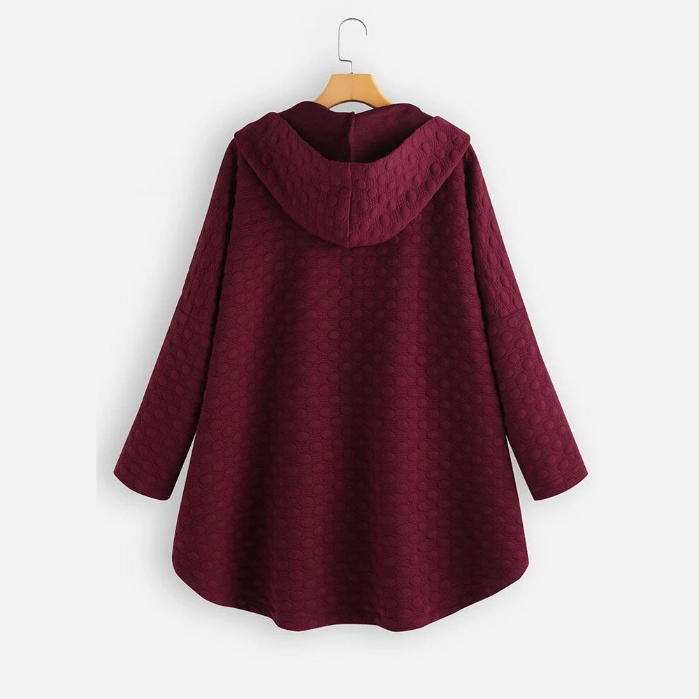 Sudadera Chaqueta Irregular Con Capucha Con Botones