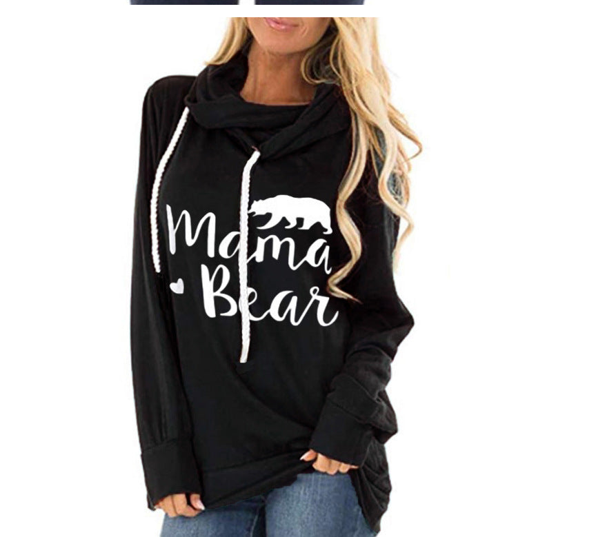 Suéter De Las Señoras De La Impresión De La Moda De La Capucha Del Cordón