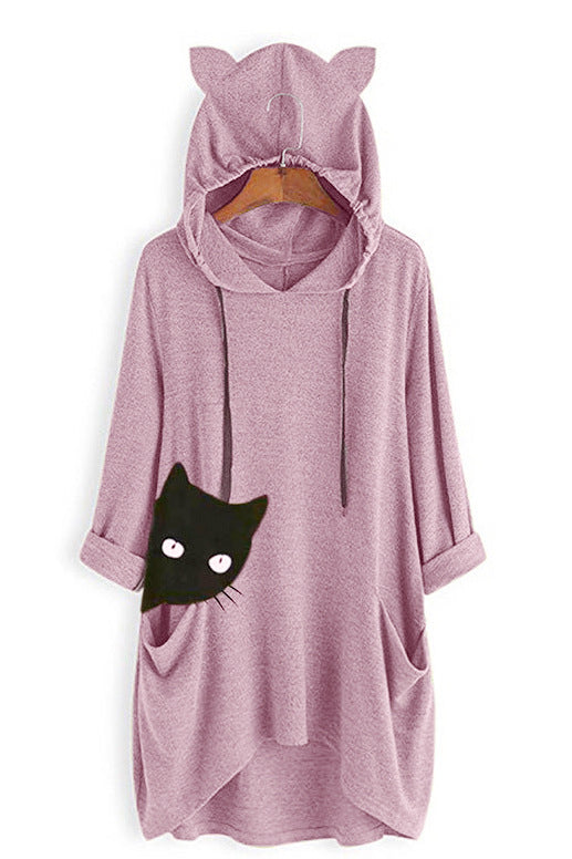 Sudadera Con Capucha Y Manga Larga Estampada De Longitud Media