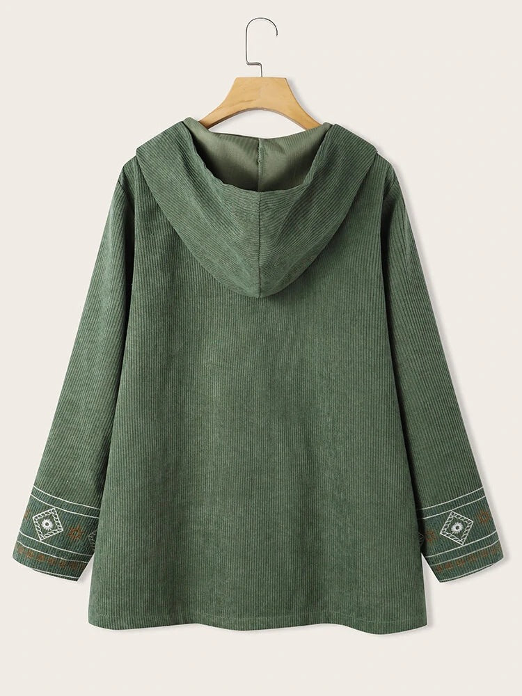 Cárdigan Con Capucha Verde 2021 Otoño Algodón Temperamento Tejido A Rayas Chaqueta Estampada Commuter