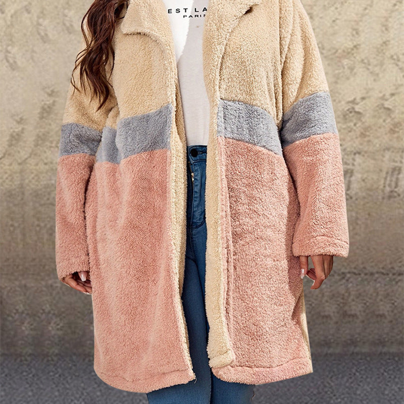 Abrigo De Algodón A Media Pierna Con Solapa En Contraste De Color