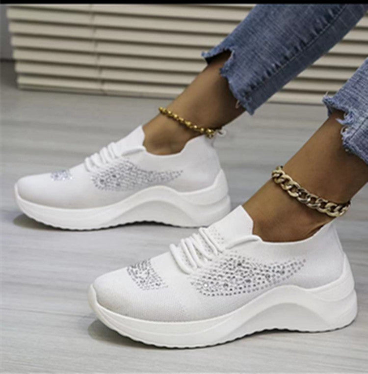 Nuevos zapatos de mujer transpirables con diamantes de imitación de malla