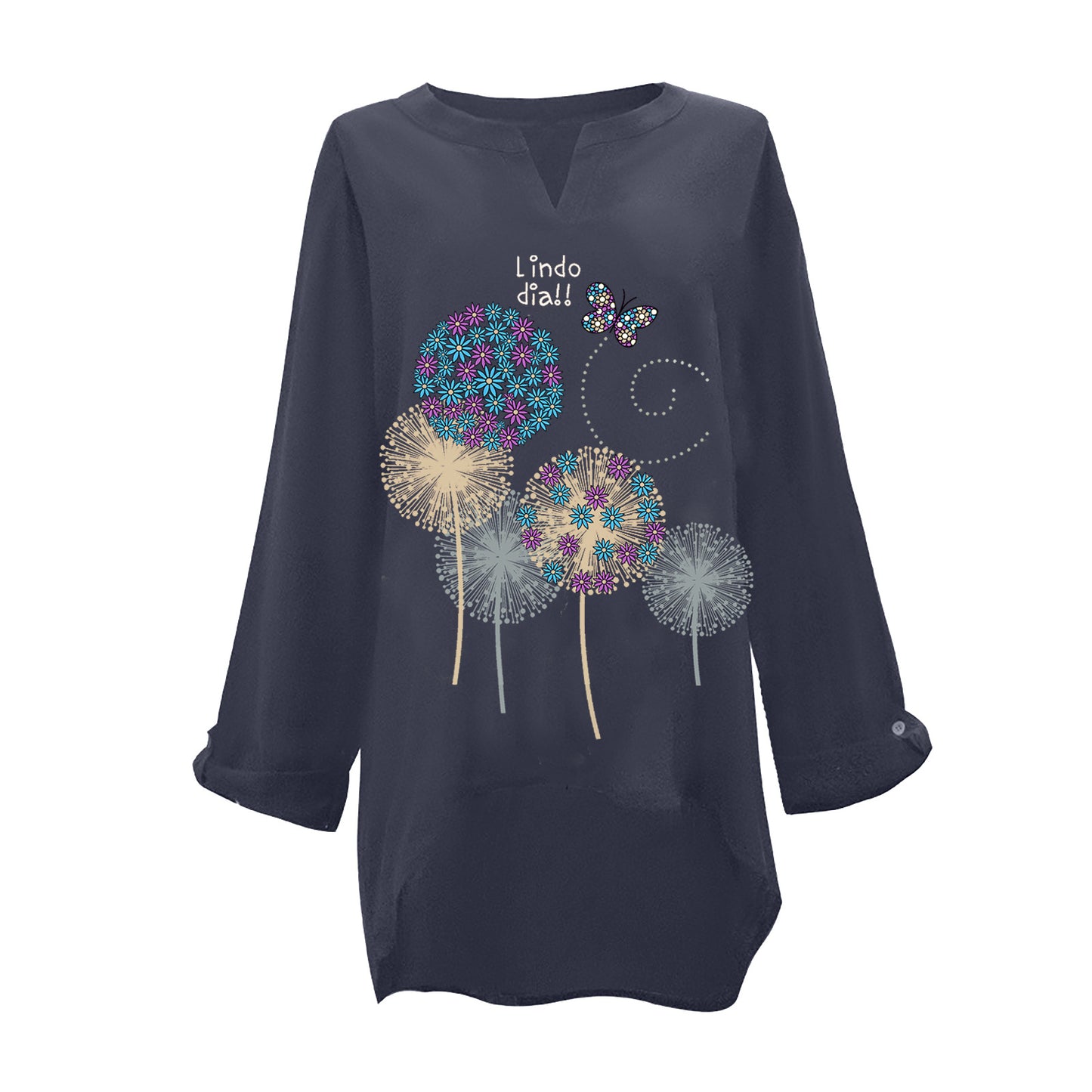 [W-Ropa] 2022 Primavera Casual Urban Casual Mujer Algodón Cuello En V Camisa De Talla Grande