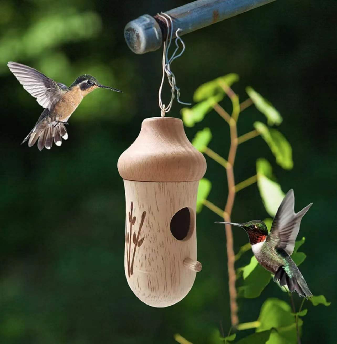 💕Casa De Colibrí De Madera-Regalo Para Amantes De La Naturaleza