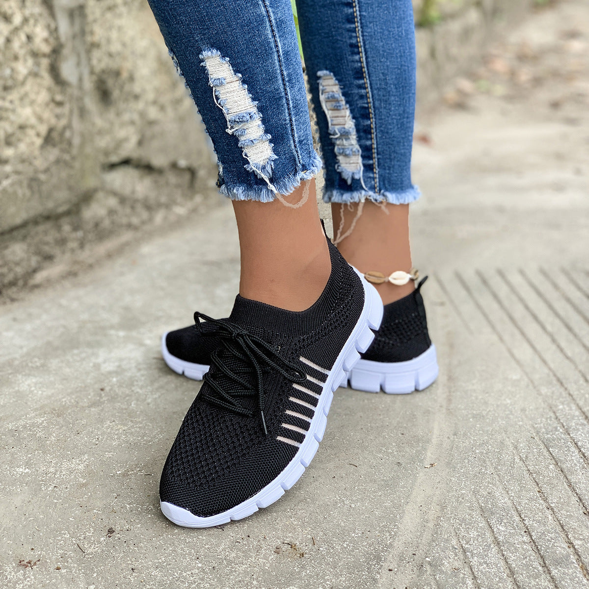[W-Zapato] Zapatillas Deportivas Informales Con Cordones De Malla Flyknit Everyday