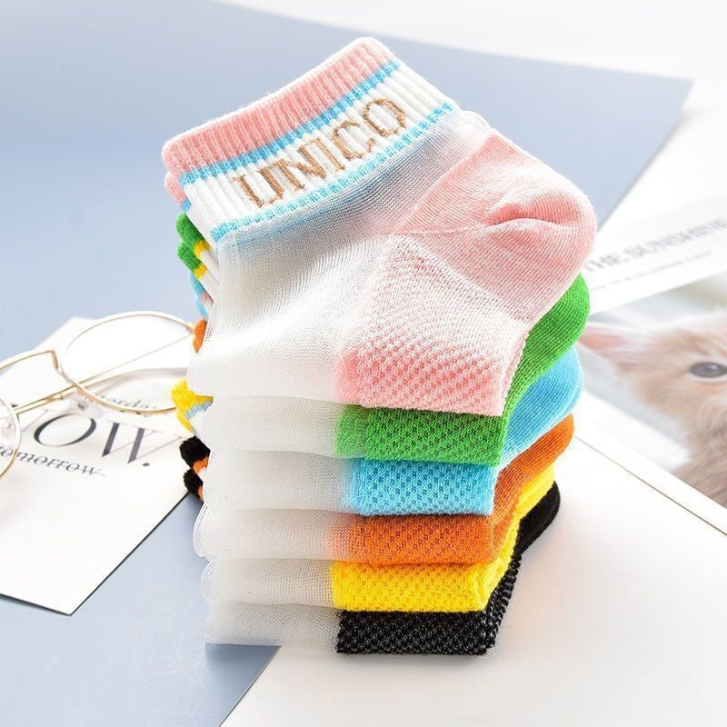 Calcetines De Estilo Japonés Con Letras De Cristal Transparente