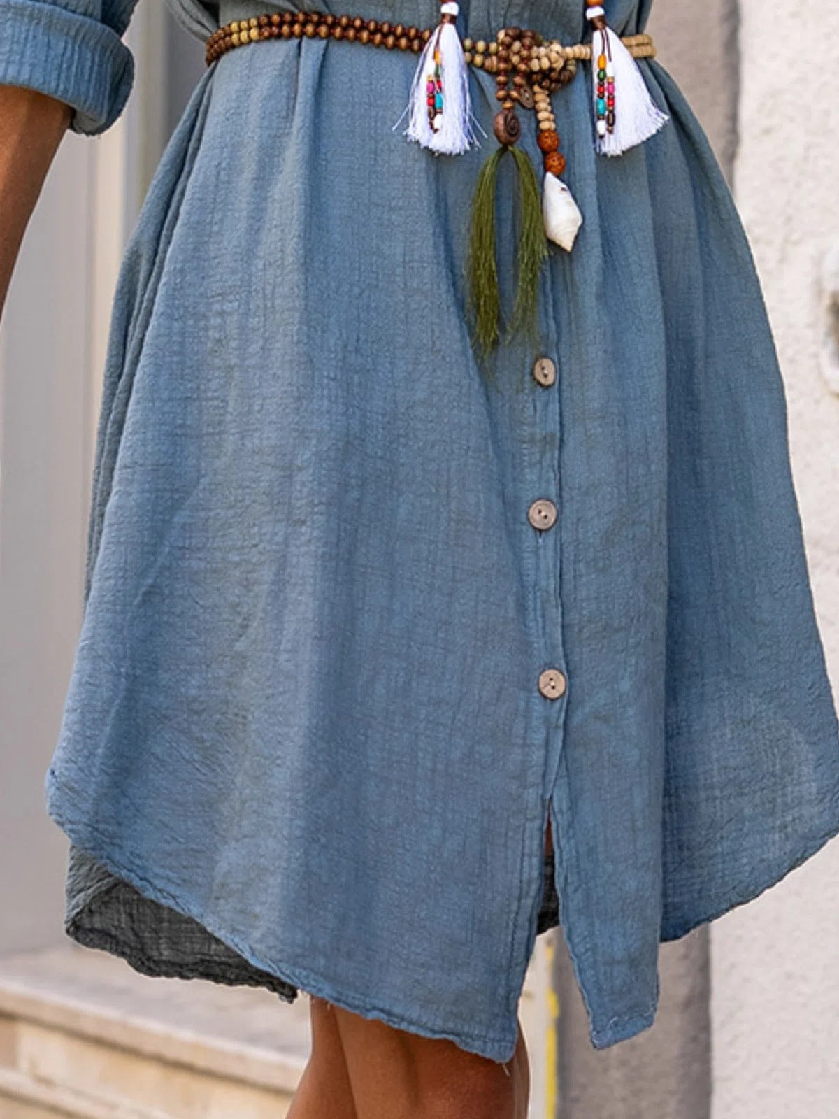 Vestido Holgado Informal De Botonadura Sencilla