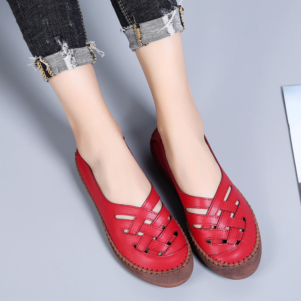 [W-Zapato] Zapatos Transpirables De Piel Con Tiras Cruzadas De Doble Uso