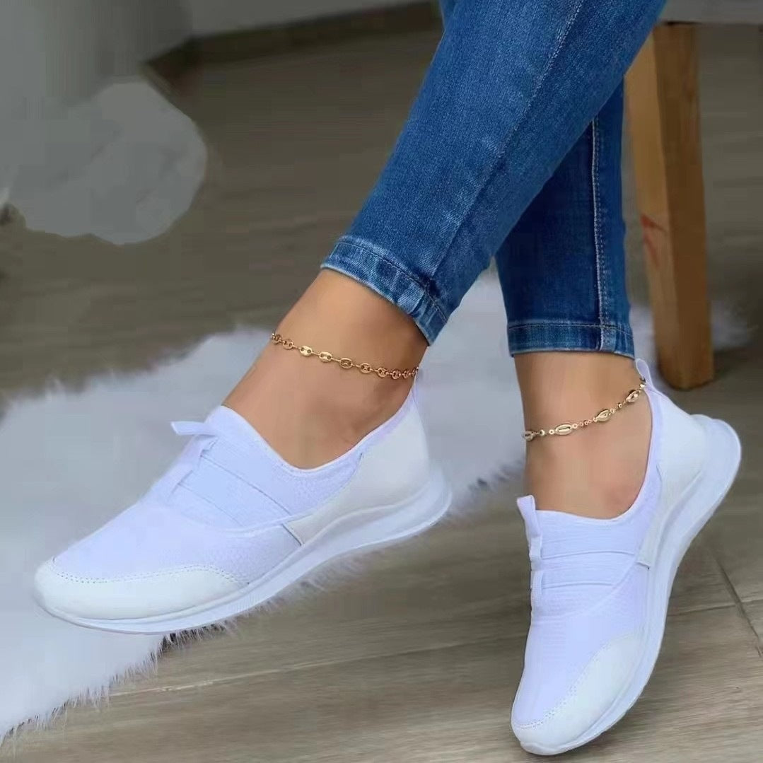 [W-Zapato] Zapatos Informales De Malla Con Plataforma Baja Y Tejido De Mosca