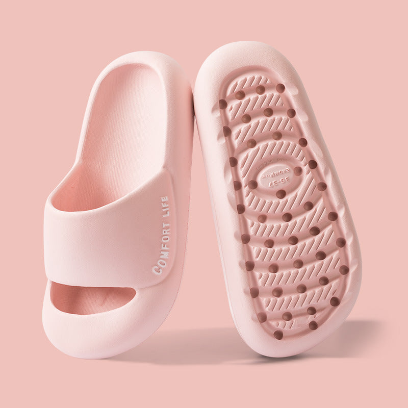 [W-Zapato] Sandalias Y Pantuflas Baotou Pisan Mierda Parte Inferior Gruesa Casa Interior Parejas Antideslizante Mudo Zapatillas Anticolisión