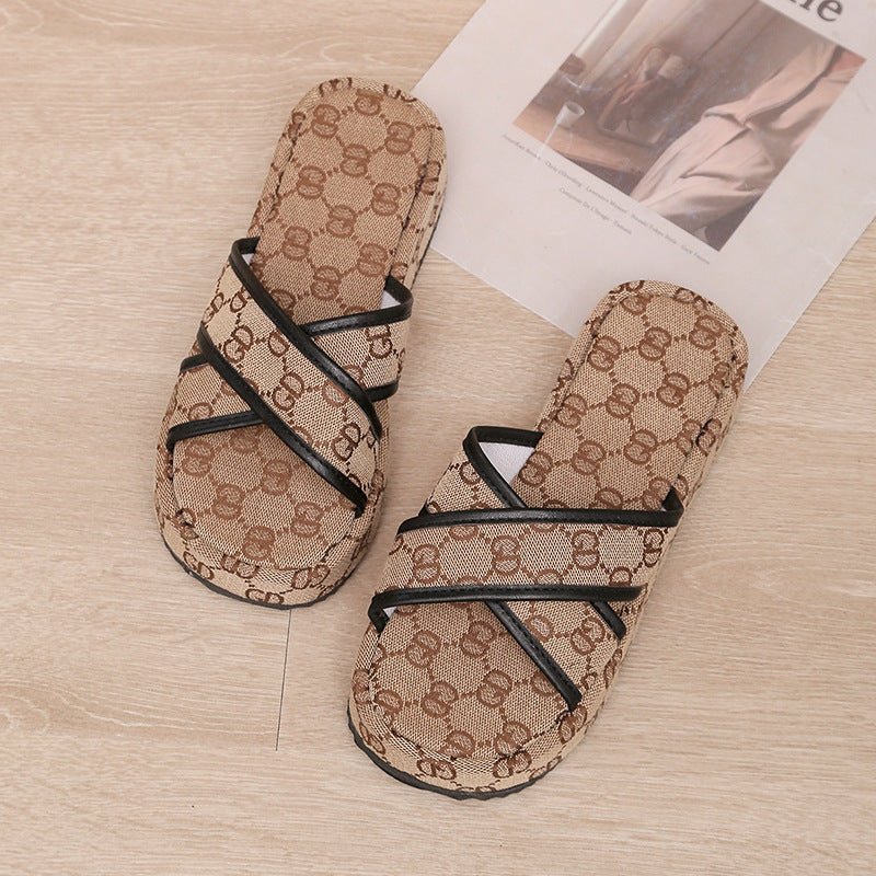 [W-Zapato] Sandalias Sin Cordones Con Plataforma Cruzada