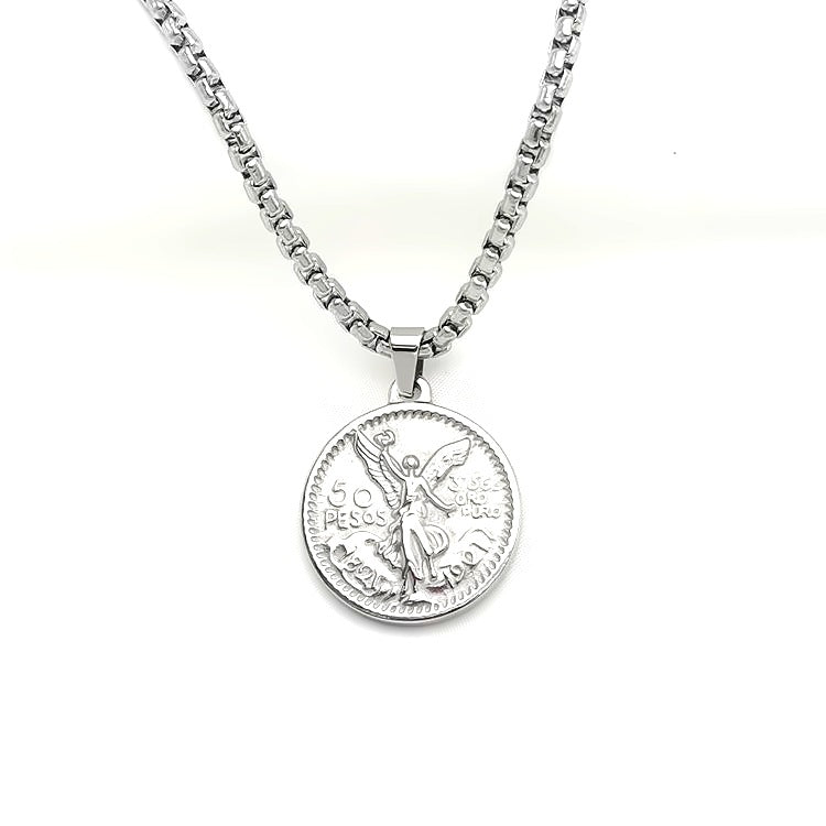 Colgante De Moneda Conmemorativa De Proporción 50 Colgante En Relieve De Doble Cara Retro De Moda Dominante