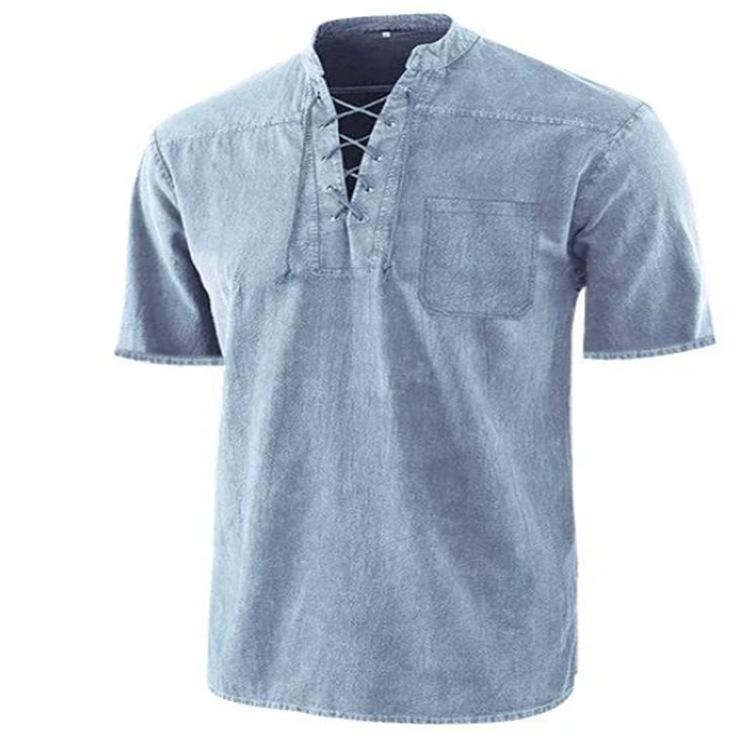 Camisa casual de verano de manga corta y cuello alto