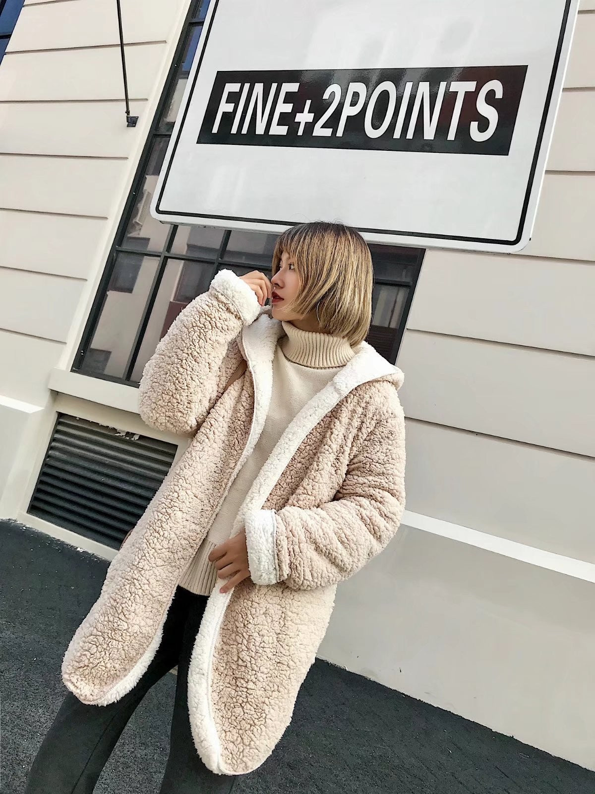 Otoño E Invierno Nueva Chaqueta Cálida De Terry De Doble Cara Con Abrigo Perezoso Para Mujer