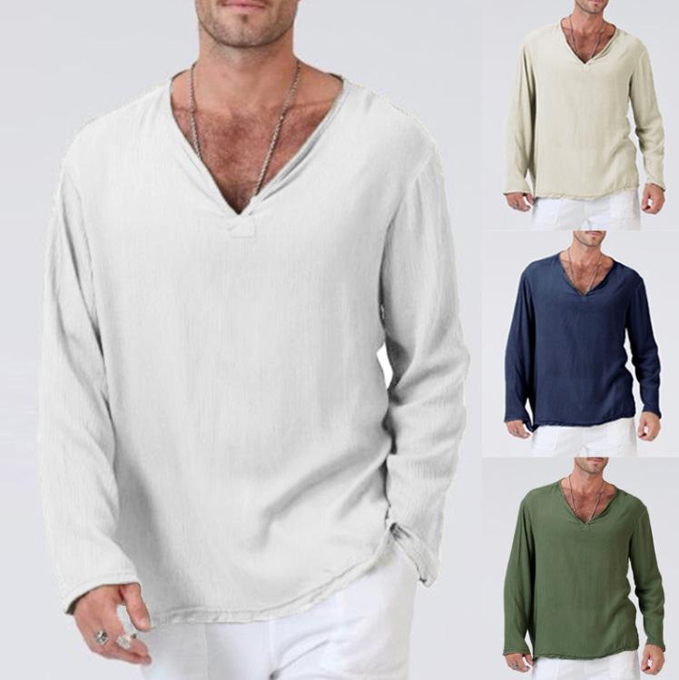 Camiseta Holgada De Lino Con Cuello De Pico