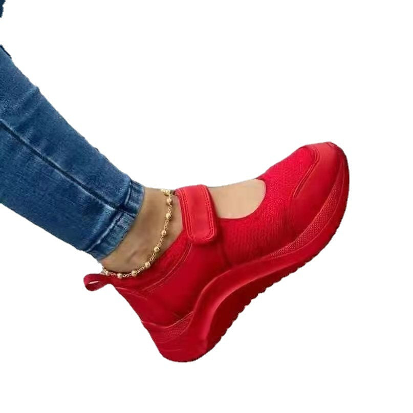 Zapatos de mujer de punto volador cómodos de suela gruesa