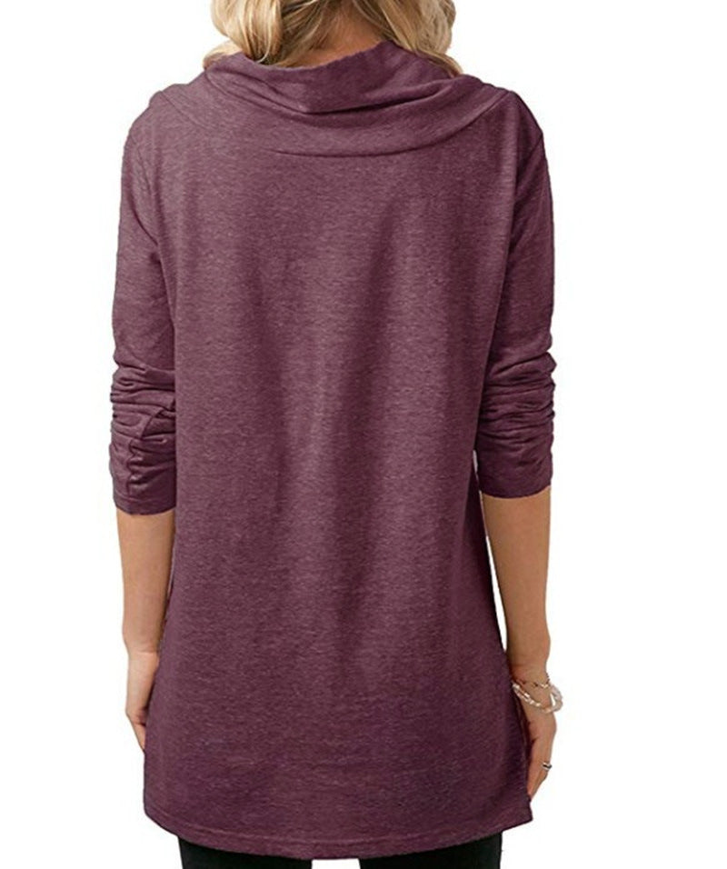 [W-Ropa] Ropa De Mujer De Primavera Y Otoño Casual Color Sólido Camisa De Camiseta Suelta De Manga Larga