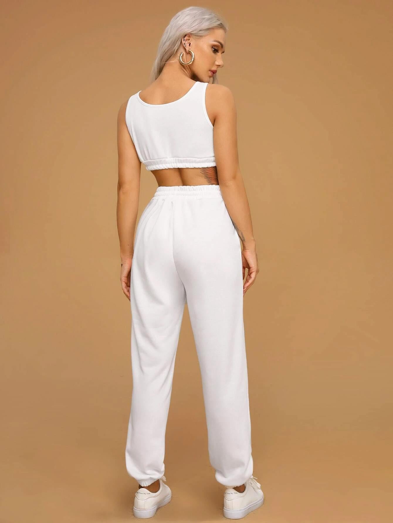 Traje De Pantalón Y Chaleco Deportivo De Moda Para Mujer