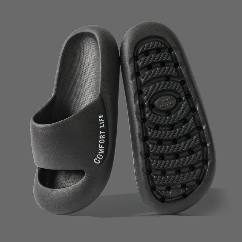 [W-Zapato] Sandalias Y Pantuflas Baotou Pisan Mierda Parte Inferior Gruesa Casa Interior Parejas Antideslizante Mudo Zapatillas Anticolisión