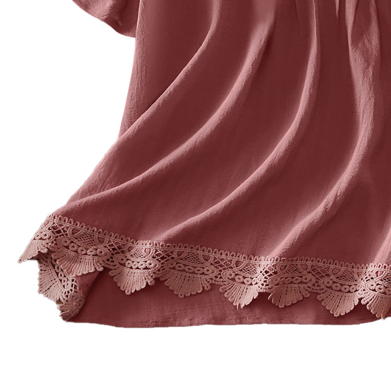 [W-Ropa] Camisa Holgada De Talla Grande De Manga Corta De Color Sólido Cómoda Personalizada 2022