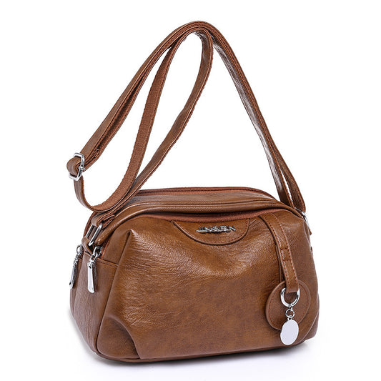 [W-Bolso] La Bolsa De Mensajero Con Textura De Cuero Suave De PU Está A La Moda Y Es Simple