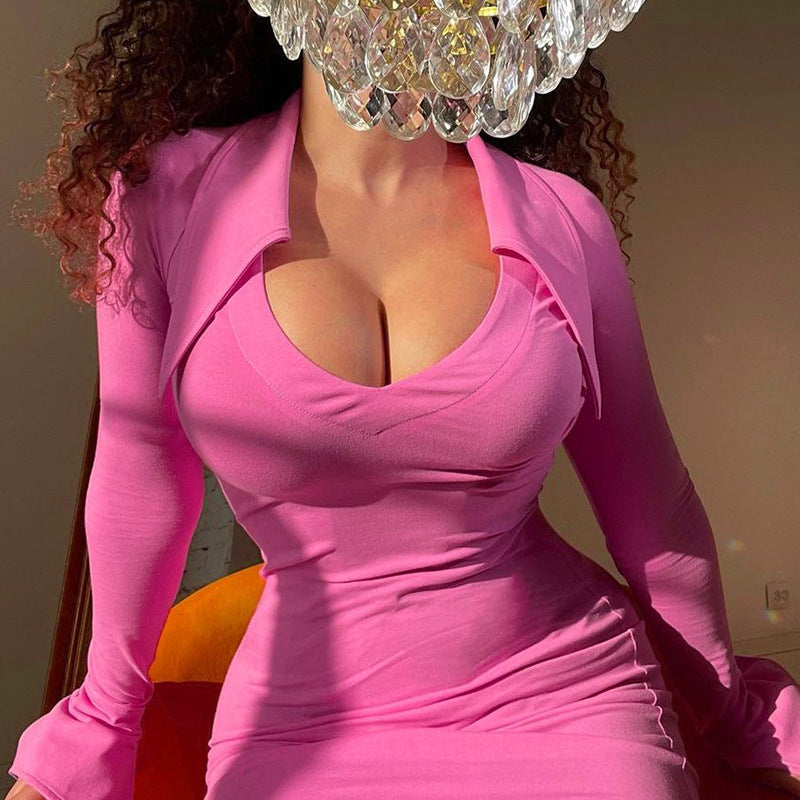 Sexy Vestido Dividido Con Cuello En V