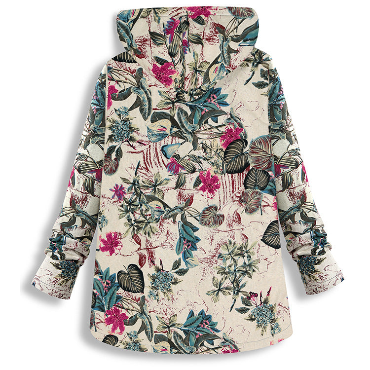 Chaqueta Acolchada Extragrande Con Cremallera Informal Con Capucha