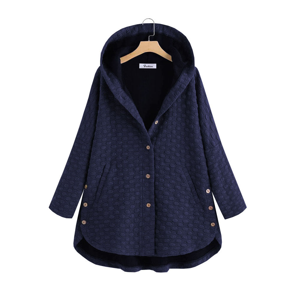 Sudadera Chaqueta Irregular Con Capucha Con Botones