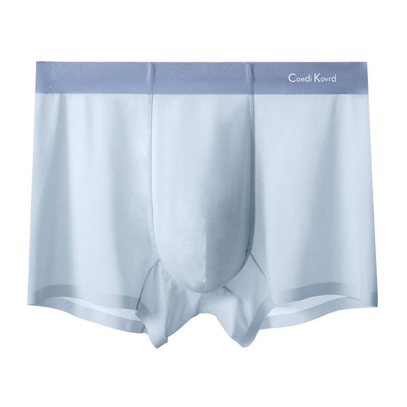 [M-Ropa Interior] Ropa Interior De Hombre Con Malla Fina De Alambre De Hielo Y Entrepierna Antibacteriana De Color Sólido