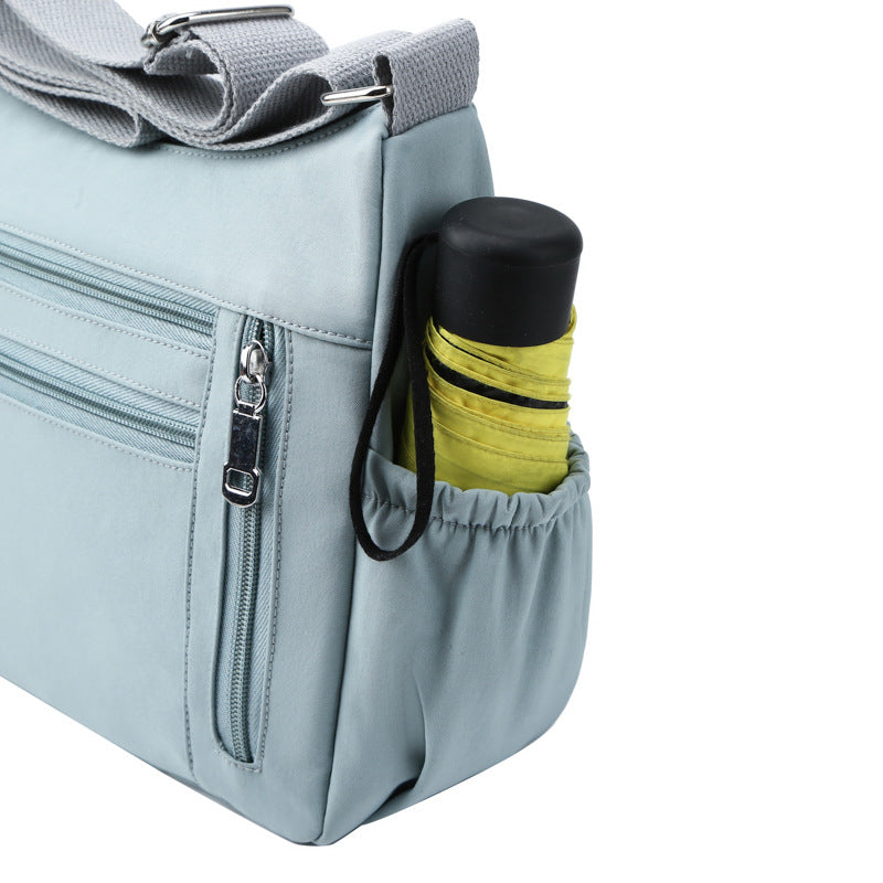 [W-Bolso] Bolso Bandolera Informal Con Cremallera Múltiple Bolso De Hombro Impermeable De Gran Capacidad