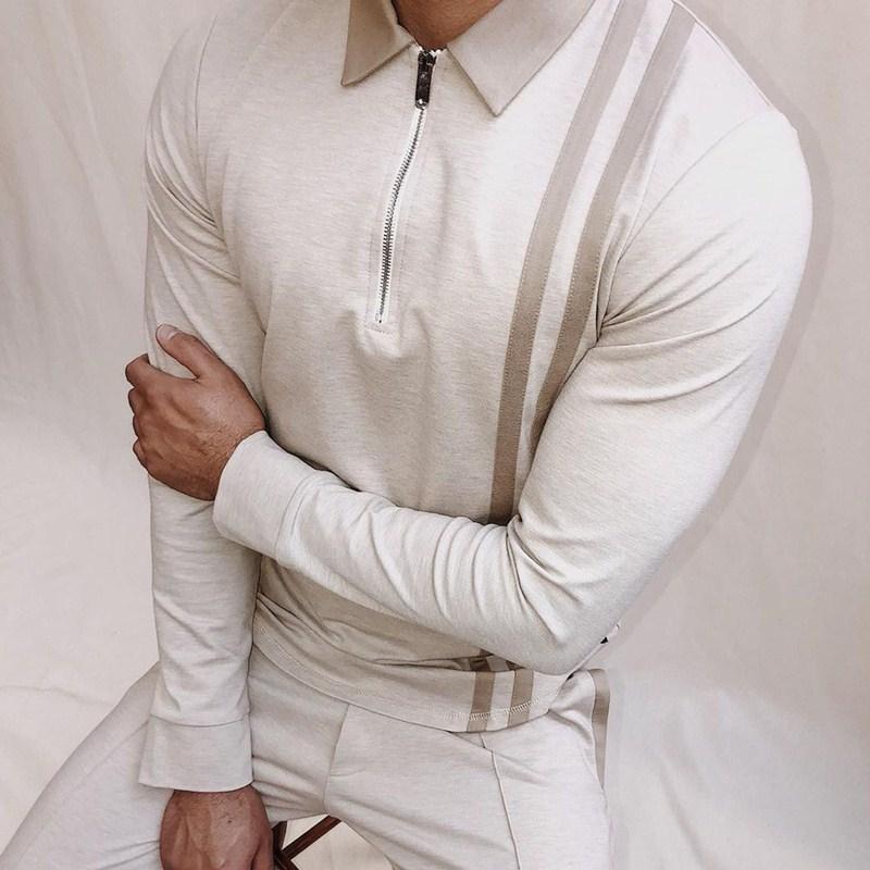 Nuevo Polo A Rayas Con Cremallera De Otoño