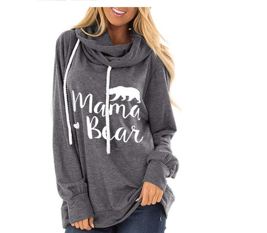 Suéter De Las Señoras De La Impresión De La Moda De La Capucha Del Cordón