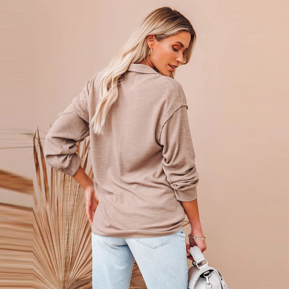 Suéter De Punto De Color Puro Para Mujer 2021 Invierno Nuevo Top De Manga Larga Con Un Solo Pecho