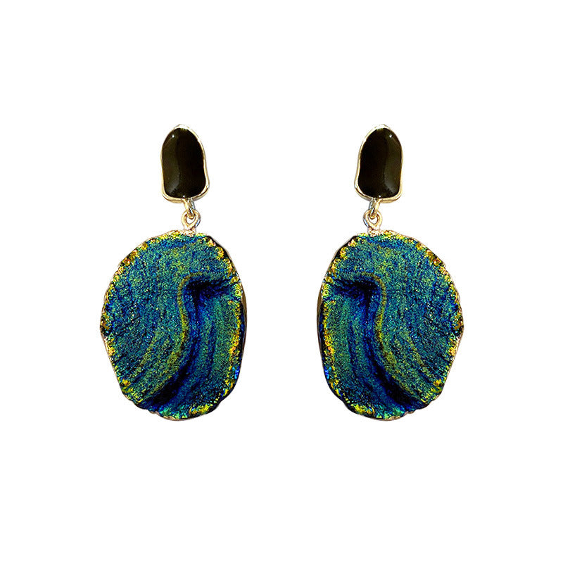 Pendientes De Oleorresina De Goteo De Aguja De Plata 925 Temperamento Femenino Pendientes De Estilo étnico De Moda Europea Y Americana Pendientes De Personalidad Exagerada Retro