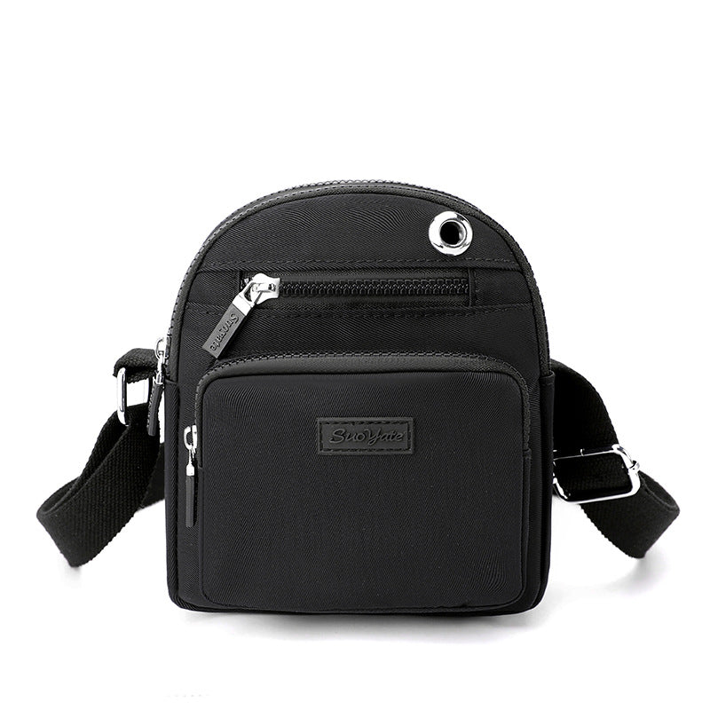 [W-Bolso] Bolsa De Mensajero Informal, Bolsa De Tela De Nailon Impermeable Ligera, Nuevo Conector Para Auriculares