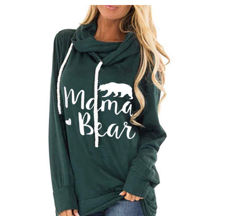 Suéter De Las Señoras De La Impresión De La Moda De La Capucha Del Cordón