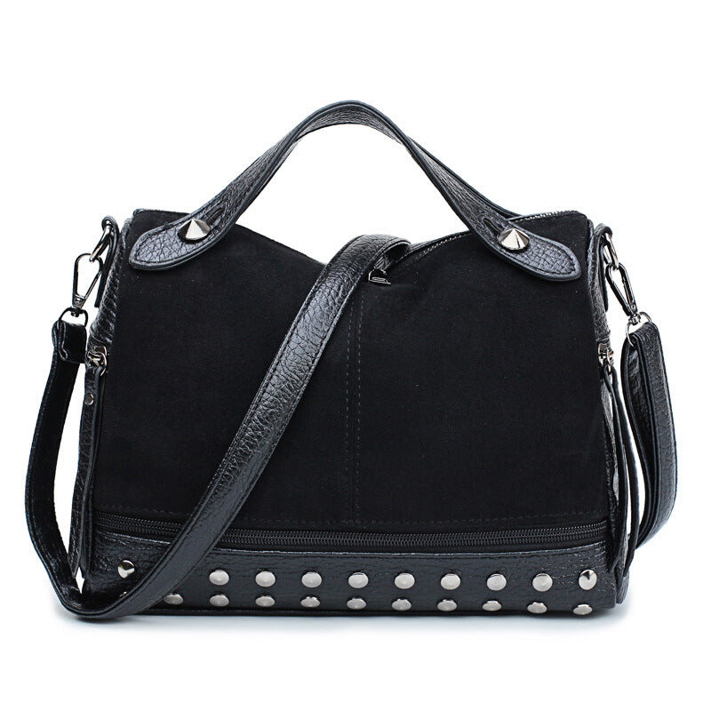 [W-Bolso]Rivet Tote Fashion Frosted Biker Bag