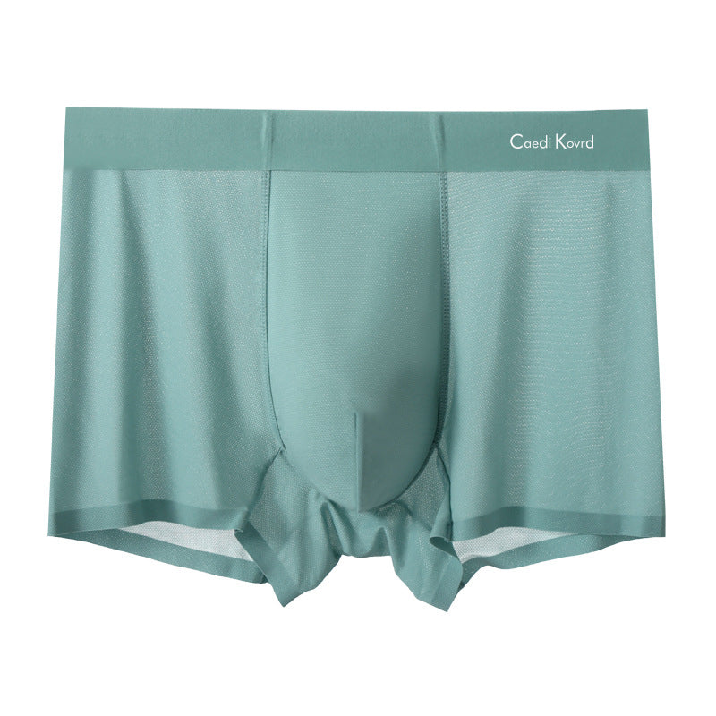 [M-Ropa Interior] Ropa Interior De Hombre Con Malla Fina De Alambre De Hielo Y Entrepierna Antibacteriana De Color Sólido