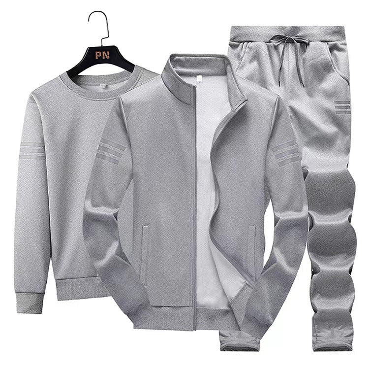 [M-Ropa] Traje Deportivo Casual Más Tamaño De La Chaqueta De La Sudadera De Otoño De Tres Piezas Conjunto