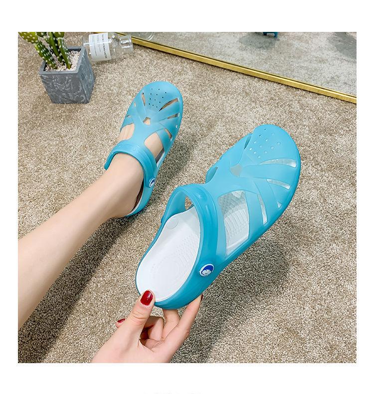 Sandalias de gelatina, zapatos de playa planos antideslizantes